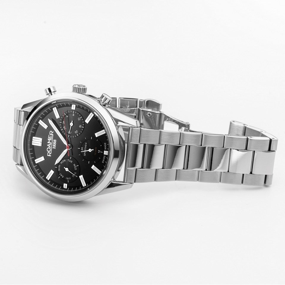 Roamer Sportivo 856982 41 85 50 Set Limited Edition Black Dial / Steel And Leather Straps Men’s Watch