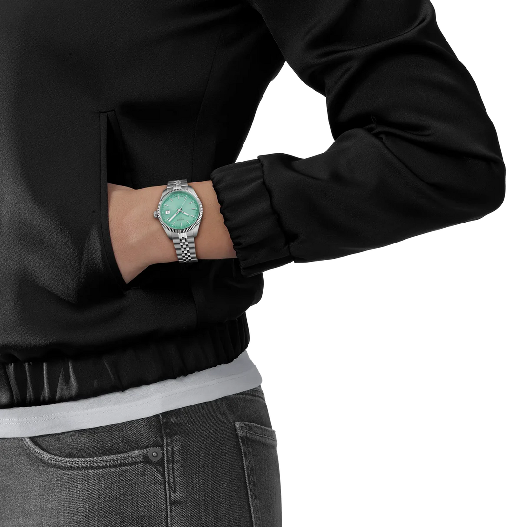 Tissot T1562101109100 Ballade (34mm) Green Guilloché Dial Stainless Steel Bracelet Women’s Watch