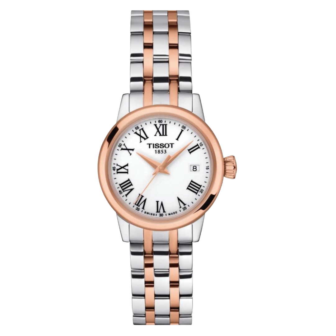 Tissot T-Classic Dream T1292102201300 Two Tone Rose Gold White Dial Stainless Steel Women’s Watch