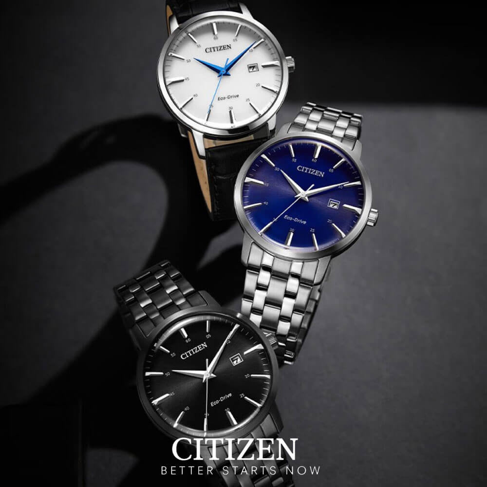 Citizen Eco-Drive Black Leather Strap White Dial BM7461-18A Men's Watch