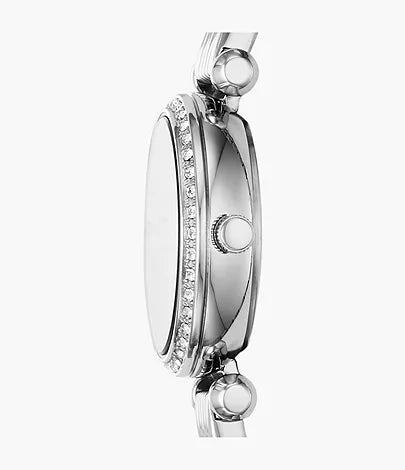 Fossil Tillie BQ3501 Mini Three-Hand Silver-Tone Stainless Steel Black Dial Women's Watch