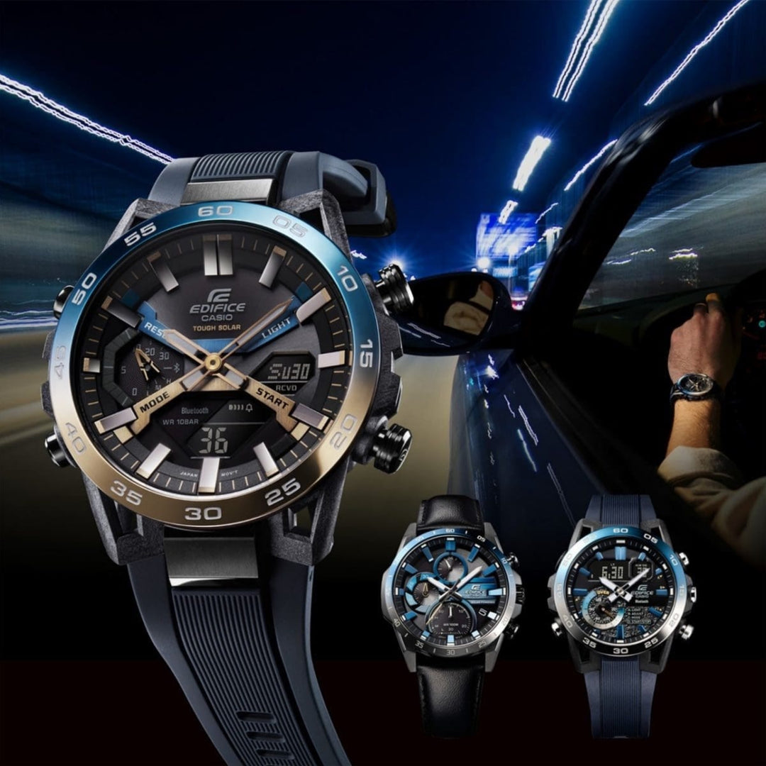 Casio Edifice ECB-40NP-1ADF Bluetooth Sospensione Chronograph ‘Night Time Drive Series’ Silicone band Men's Watch