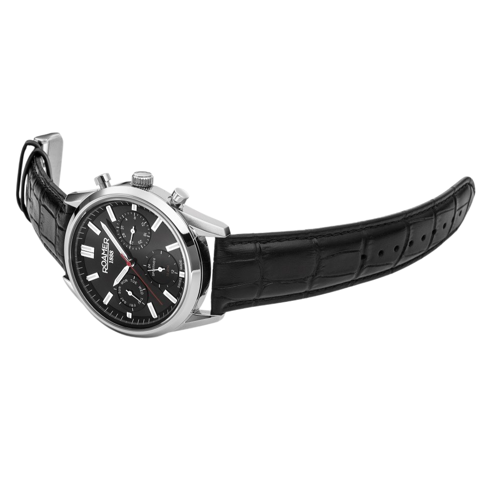 Roamer Sportivo 856982 41 85 50 Set Limited Edition Black Dial / Steel And Leather Straps Men’s Watch