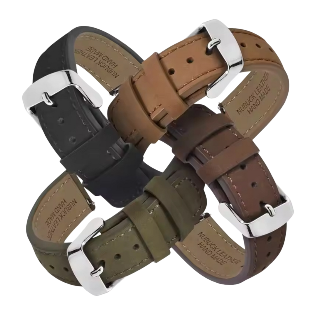 WOCCI Nubuck Top Grain Hand Made Leather |18mm, 20mm and 22mm Replacement Straps for Fossil, Citizen, Seiko, Casio etc
