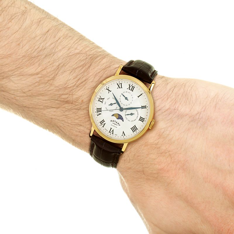 Rotary GS05328/01 Windsor Moonphase Leather Strap Men's Watch