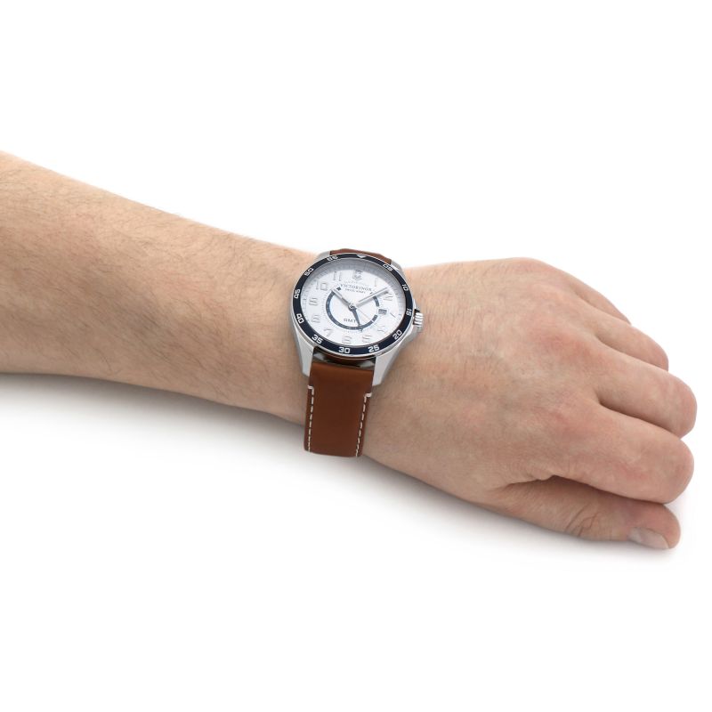 Victorinox Swiss Army 241931 FieldForce GMT Brown Leather Strap Silver Dial Men's Watch - mzwatcheslk srilanka