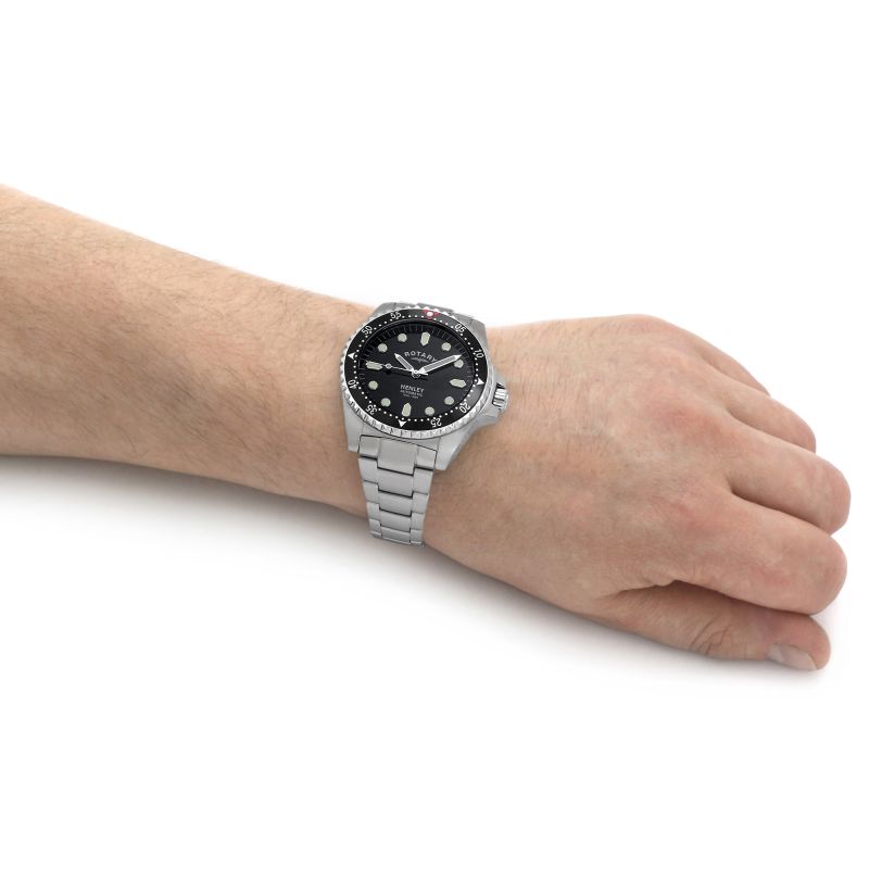 Rotary GB05136/04 Henley Automatic Black Dial Stainless Steel Bracelet Men's Watch
