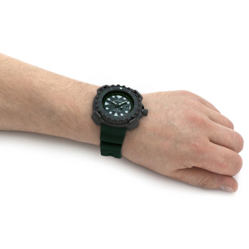 Citizen BN0228-06W Eco-Drive Promaster Green Silicone Strap WR200 Men's Watch