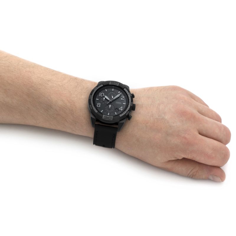 Fossil FS5874 Bronson Chronograph Eco Black Leather Strap Men's