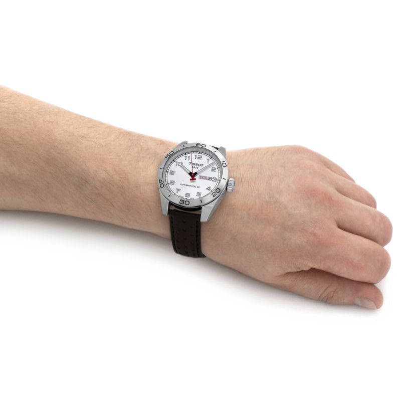 Tissot T1314301603200 PRS 516 Powermatic 80 Silver dial Brown Leather Strap Men's Watch