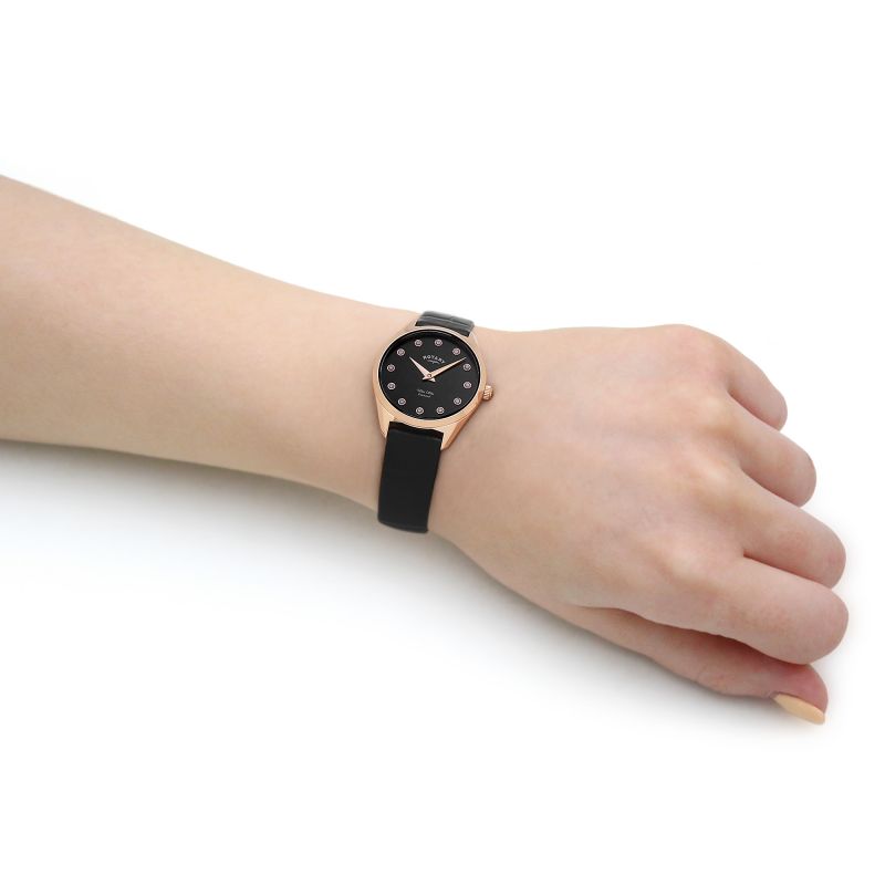 Rotary LS08014/04/D Ultra Slim Rose Gold Diamond Women's Watch