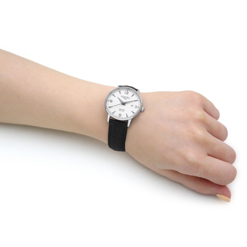 Roamer  958844 41 14 05 Valais Silver Dial Black Leather Strap Women's Watch