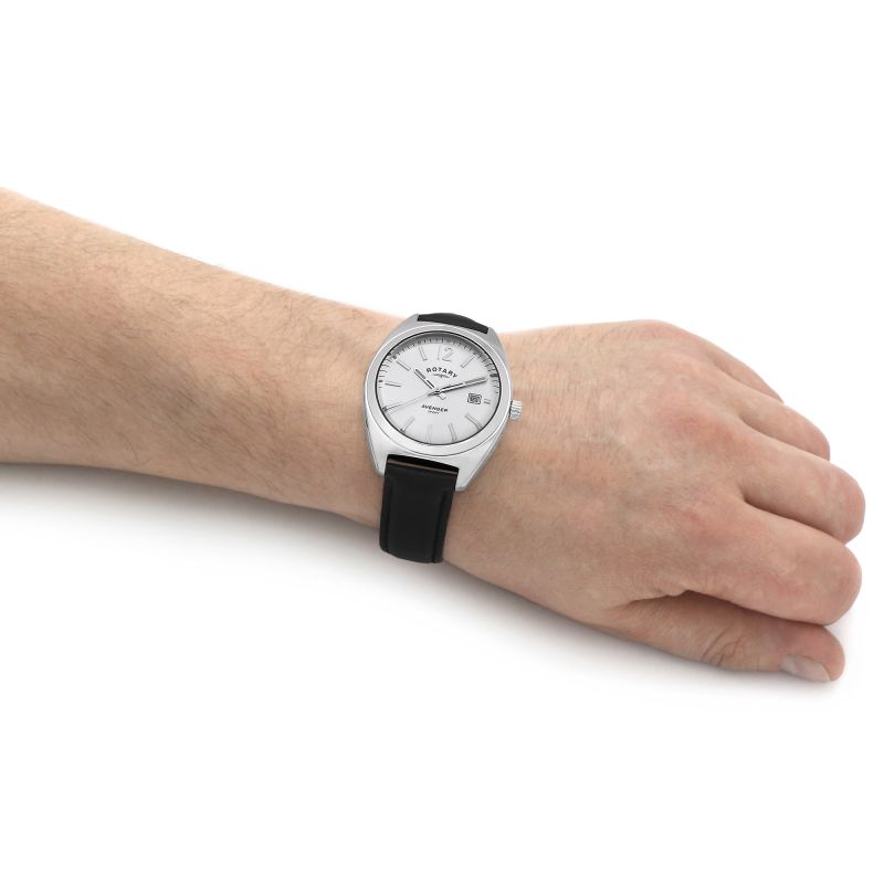 Rotary GS05480/59 Avenger Sport Silver Dial Black Leather Strap Men's Watch