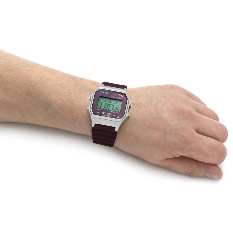 Timex TW2V41300 80 Burgundy Digital Display Burgundy Resin Strap Men's Watch - mzwatcheslk srilanka