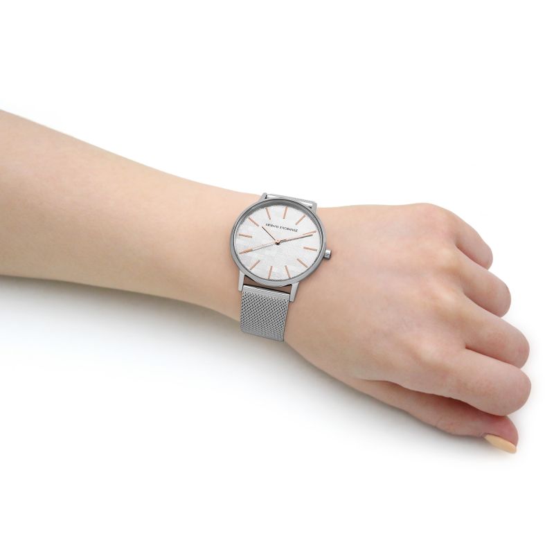 Armani Exchange AX5583 Silver Dial Steel Mesh Bracelet Women's Watch