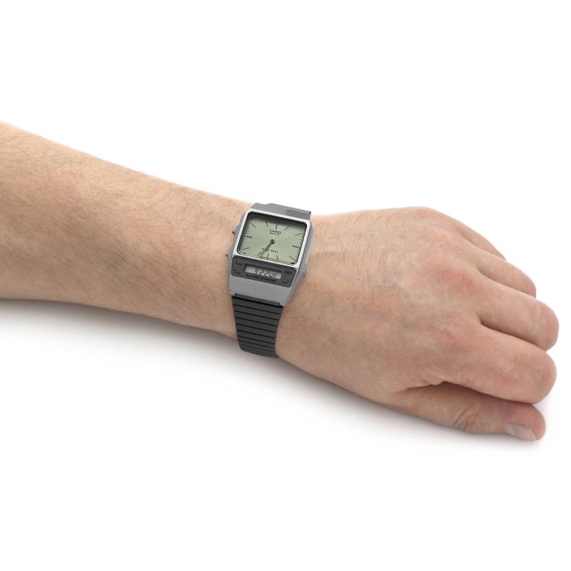 Casio AQ-800ECGG-3AEF Vintage Green Dial Black Stainless Steel Bracelet Men & Women Watches - mzwatcheslk srilanka