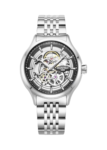 Roamer 101984 41 45 10 Competence Skeleton IV 43mm Silver Skeleton Dial Stainless Steel Bracelet Men's Watch