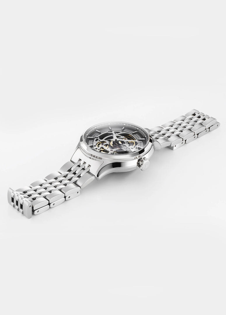 Roamer 101984 41 45 10 Competence Skeleton IV 43mm Silver Skeleton Dial Stainless Steel Bracelet Men's Watch