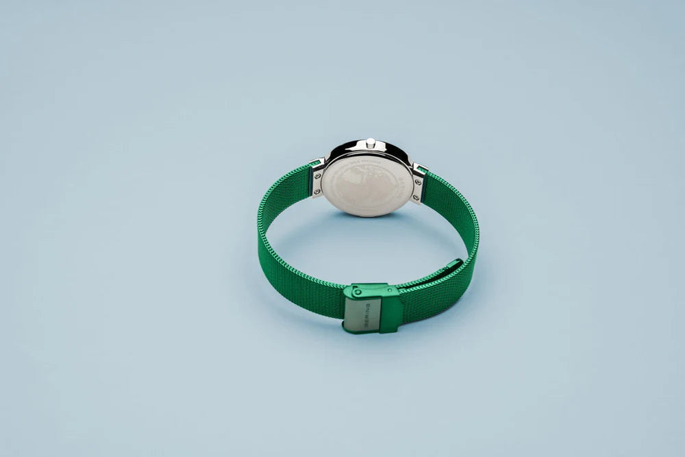 Bering 10X31-ANNIVERSARY1 Polished Silver Green Mesh Bracelet Women’s Watch