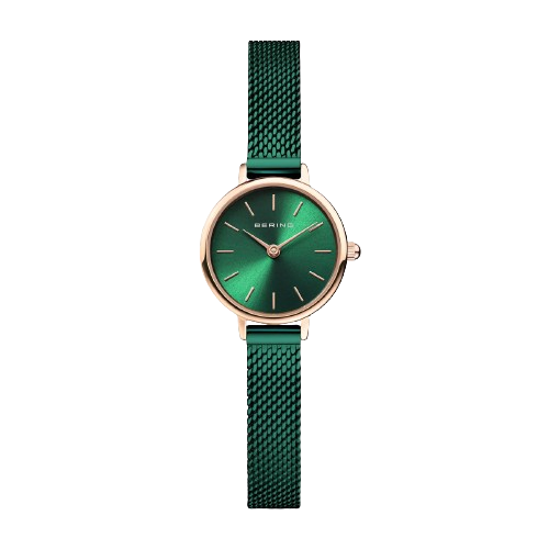 Bering 11022-868 Classic Green Dial Green PVD Steel Mesh Bracelet Women’s Watch