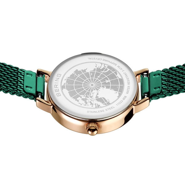 Bering 11022-868 Classic Green Dial Green PVD Steel Mesh Bracelet Women’s Watch