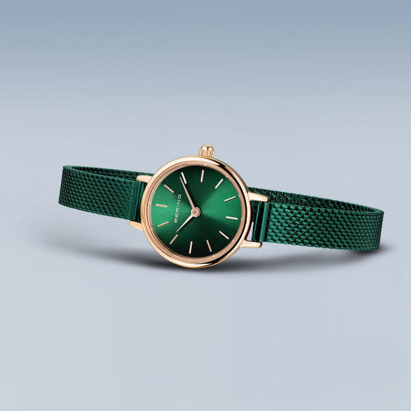 Bering 11022-868 Classic Green Dial Green PVD Steel Mesh Bracelet Women’s Watch