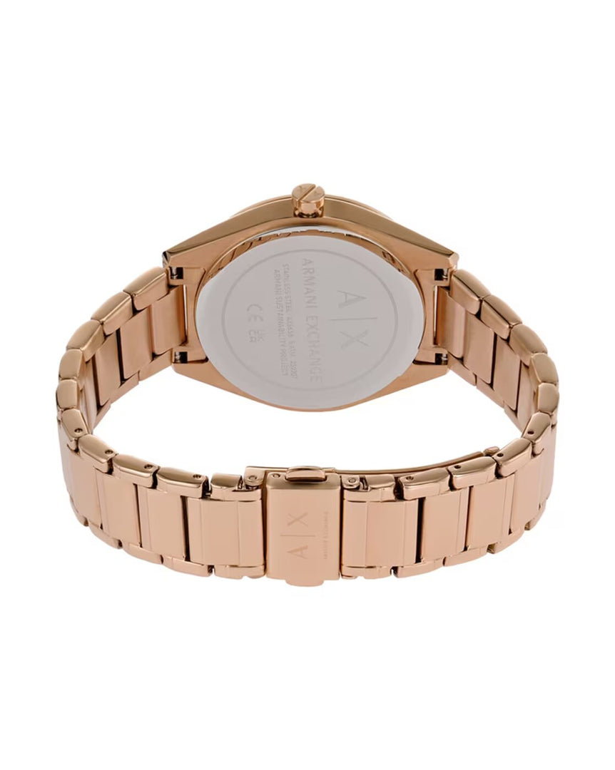 Armani Exchange AX5658 Rose Gold Crystal Set Dial Rose Gold PVD Plated Bracelet Women's Watch