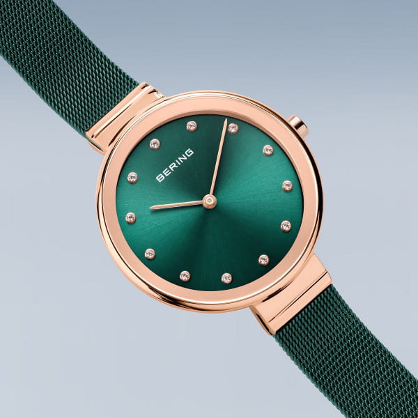 Bering 12034-868 Classic Green Dial Green PVD Steel Mesh Bracelet Women’s Watch