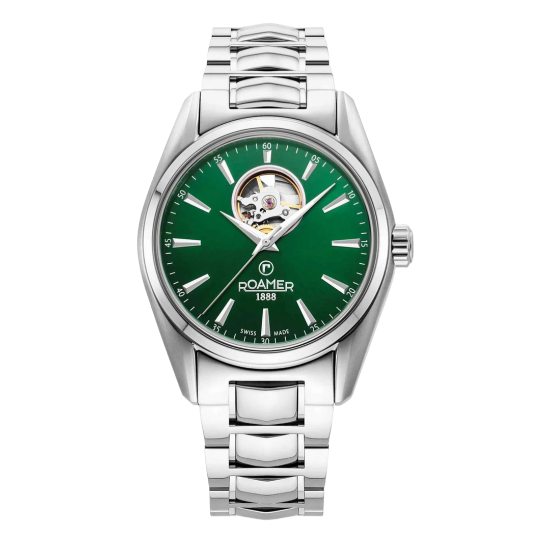 Roamer Searock Master 984985 41 75 20 Automatic Green Dial Stainless Steel Bracelet Men's Watch