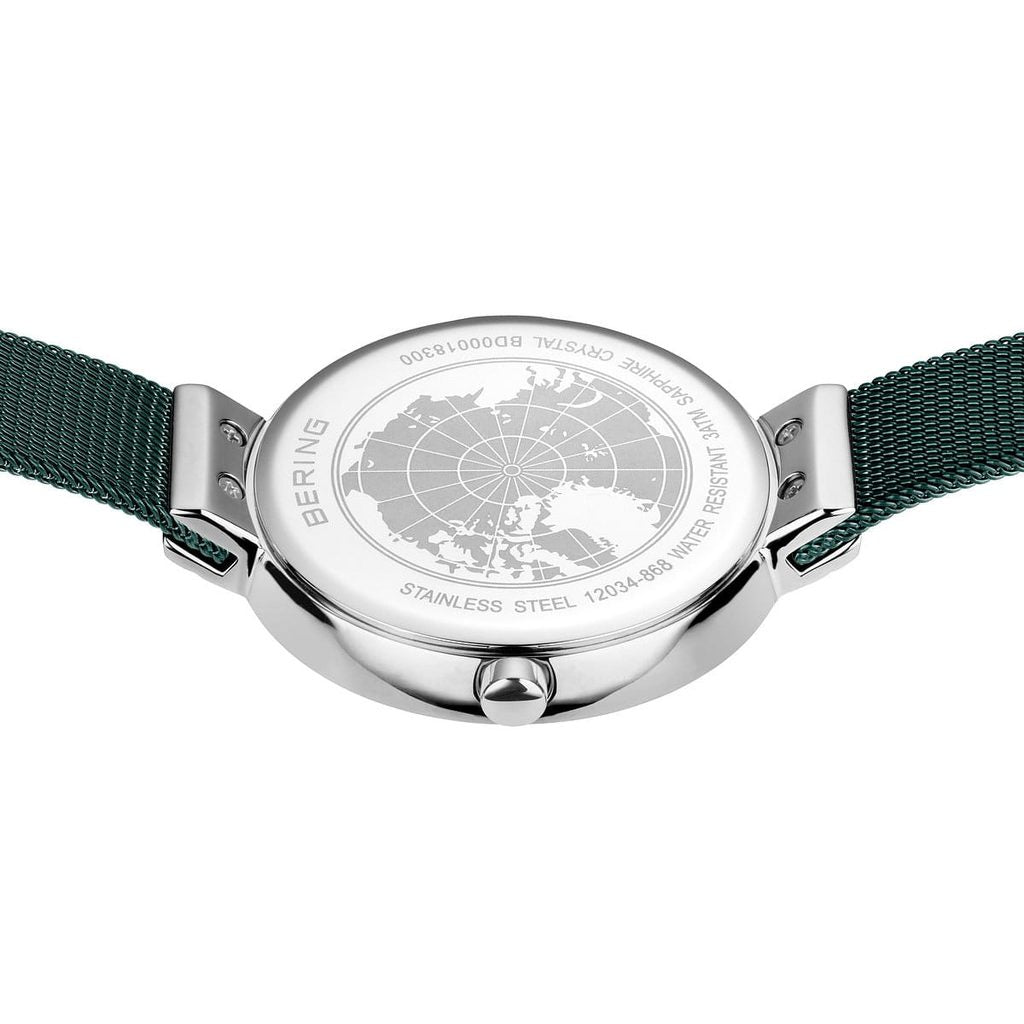 Bering 12034-868 Classic Green Dial Green PVD Steel Mesh Bracelet Women’s Watch