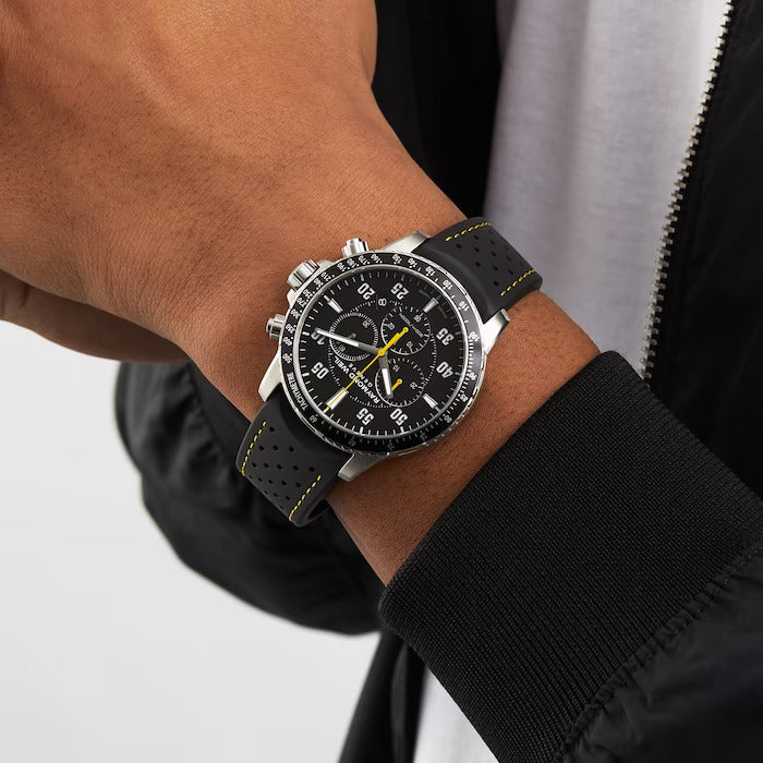 Raymond Weil 8570-SR2-05207 Tango Black Chronograph and Yellow Rubber Strap Men’s Watch