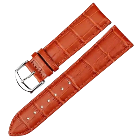 20mm Light/Brown Maikes Croc Style Genuine Leather Replacement watch strap