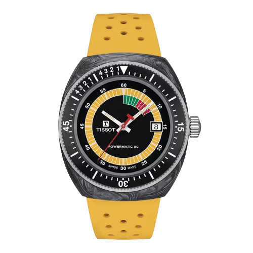 Tissot T1454079705700 Sideral S Powermatic 80 41mm Black Dial Yellow Rubber Strap Men's Watch