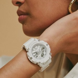 Casio White Strap S2200 Monochrome Colour Series GMA-S2200M-7AER Women's Watch