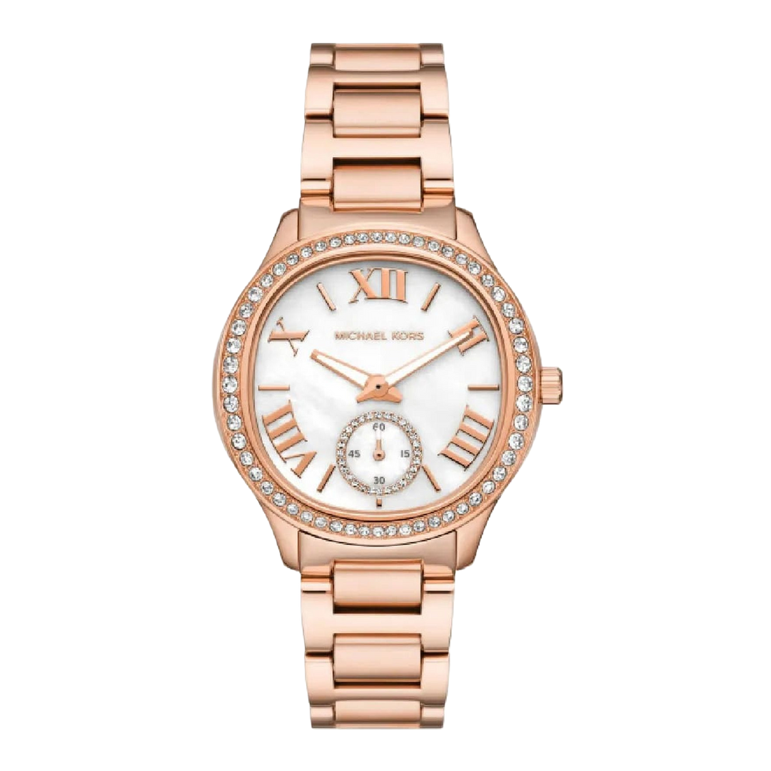 Michael Kors Sage (38mm) MK4806 Mother-of-Pearl Dial / Rose Gold-Tone Stainless Steel Bracelet Women's Watch
