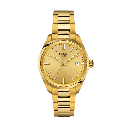 Tissot T1502103302100 PR 100 34mm Gold Dial Gold Tone Stainless Steel Bracelet Men's & Women's Watch
