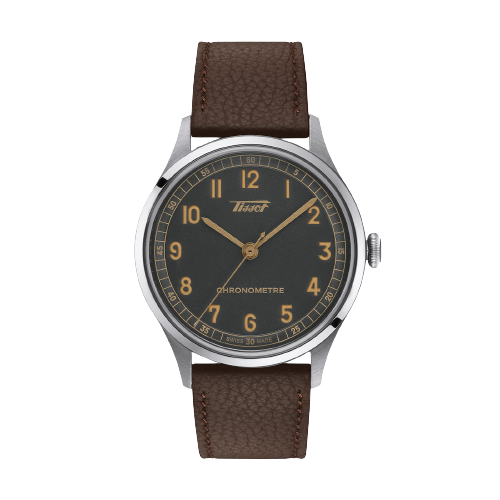 Tissot T1424641606200 Heritage 1938 Automatic COSC 39mm Anthracite Dial Brown Leather Men's Watch