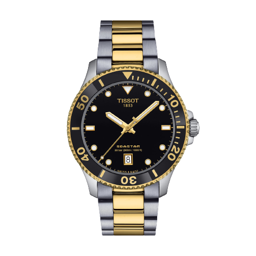 Tissot T1204102205100 Seastar 1000 40mm Black Dial Two Tone Stainless Steel Men's Watch