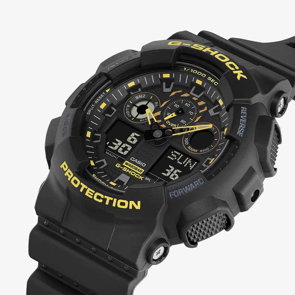 Casio GA-100CY-1AER G Shock Caution Yellow Shock Resistant Black Silicone Men's Watch