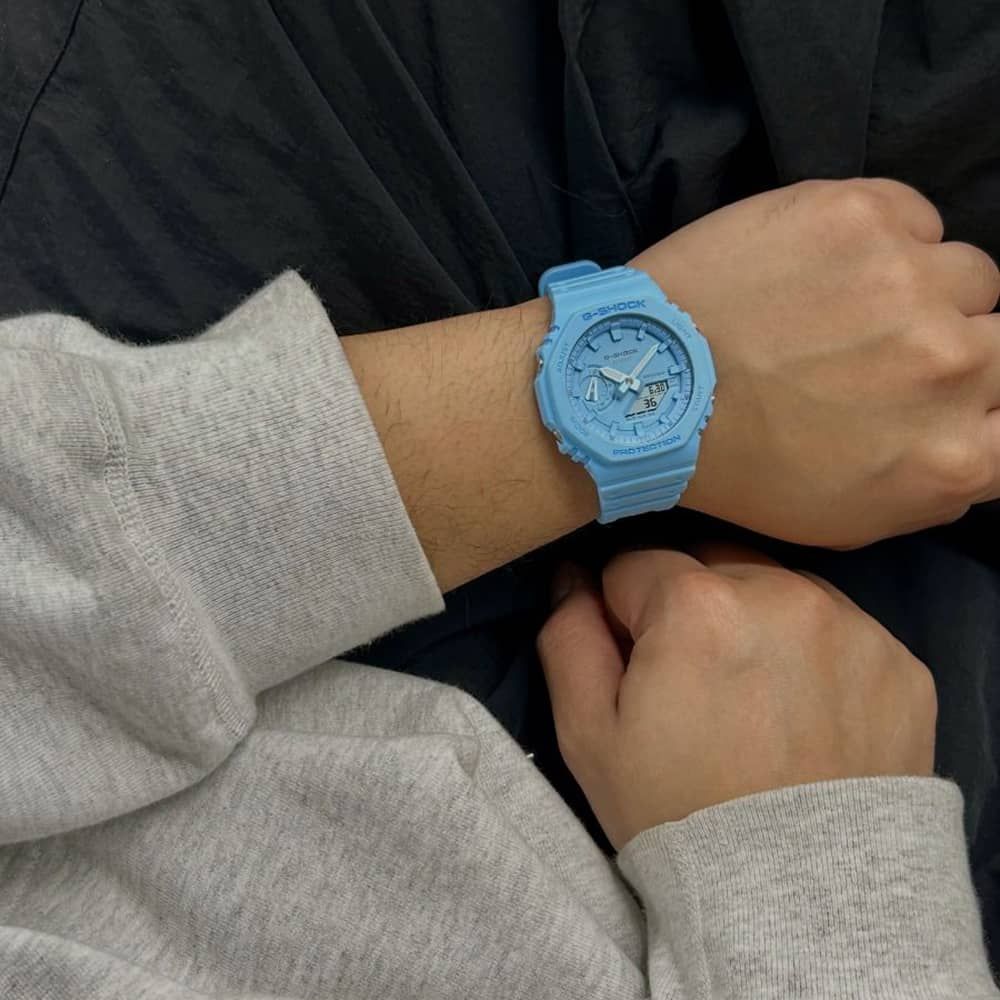 Casio GA-2100-2A2ER G Shock One Tone 2100 Series Ultra Blue Dual Display Men's Watch