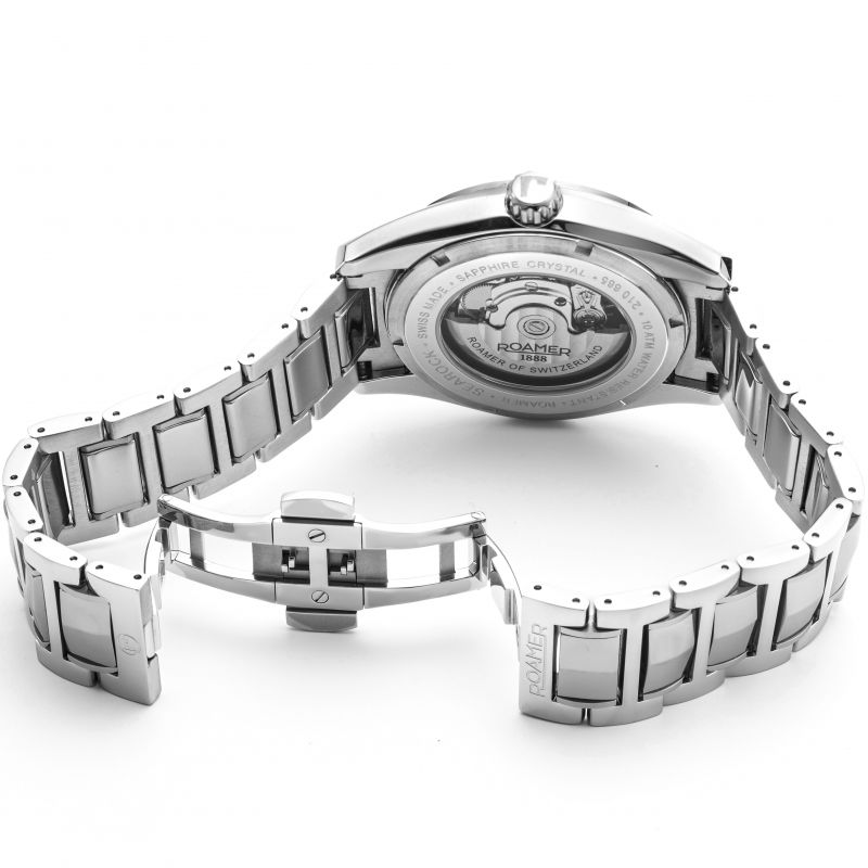 Roamer 210665 41 25 20 Searock Automatic II White Dial Stainless Steel Bracelet Men's Watch