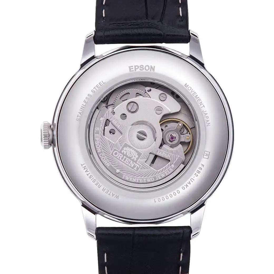 ORIENT RA-AK0802S Bambino Sun and Moon Classic 41.5mm Black Leather Strap Men's Watch