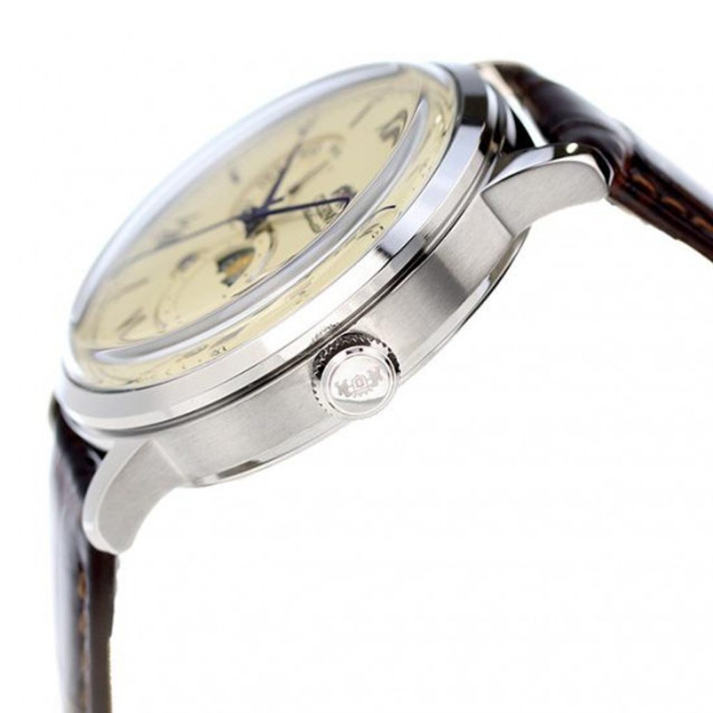 ORIENT RA-AK0803Y Bambino Sun and Moon Classic 41.5mm Leather Strap Men's Watch