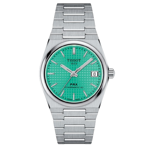 Tissot T1372071109101 PRX Powermatic 80 35mm Green Dial Stainless Steel Bracelet Men's Watch