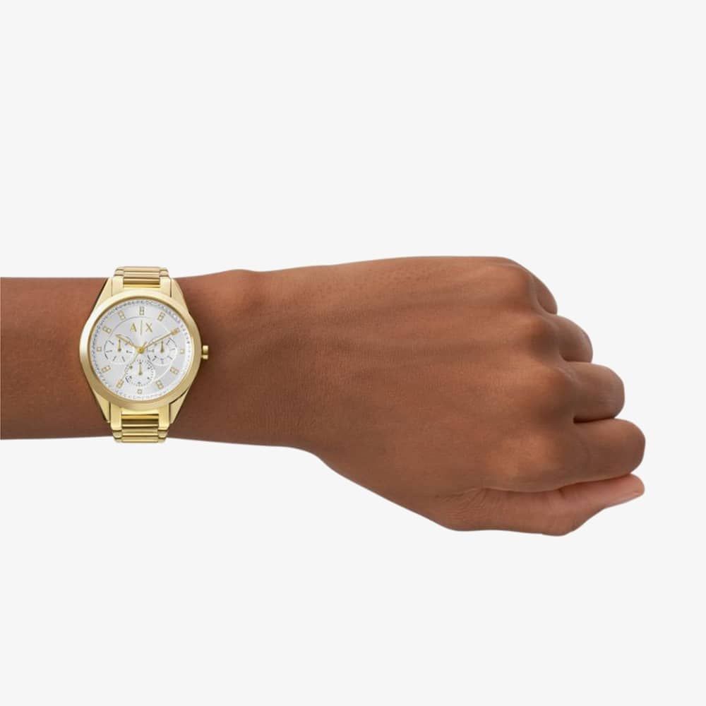 Armani Exchange AX5657 Silver Crystal Set Dial Gold PVD Plated Bracelet Women's Watch
