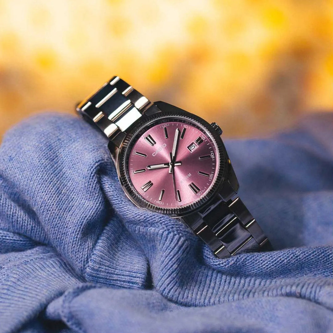 Casio Analogue Quartz Enticer Stainless Steel Purple Dial No Men's Watch