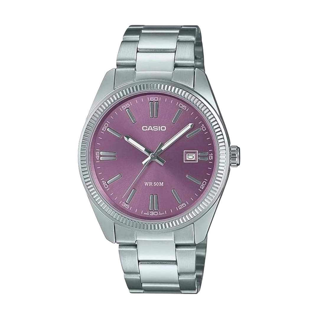 Casio Analogue Quartz Enticer Stainless Steel Purple Dial No Men's Watch