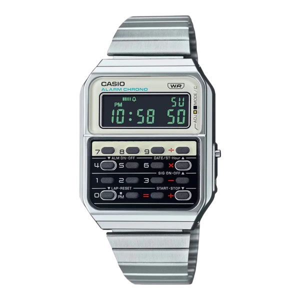 Casio Vintage Calculator White / Stainless Steel Bracelet CA-500WE-7B Men's & Women’s Watch