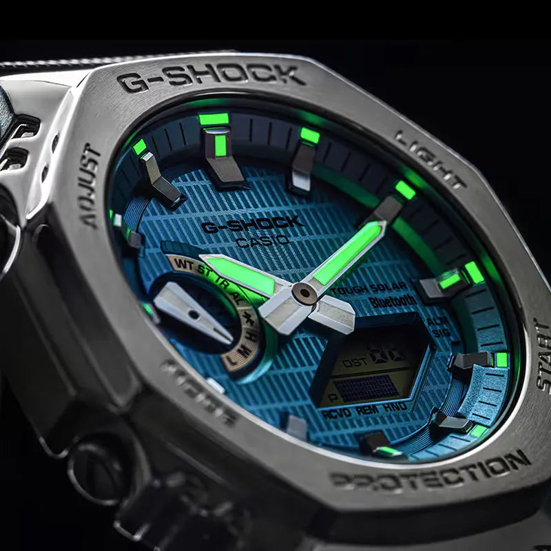 Casio G-Shock GBM-2100A-1A3DR Bluetooth Tough Solar Metal Covered (44.4mm) Green Dial / Black Bio-Based Resin Strap Men's Watch