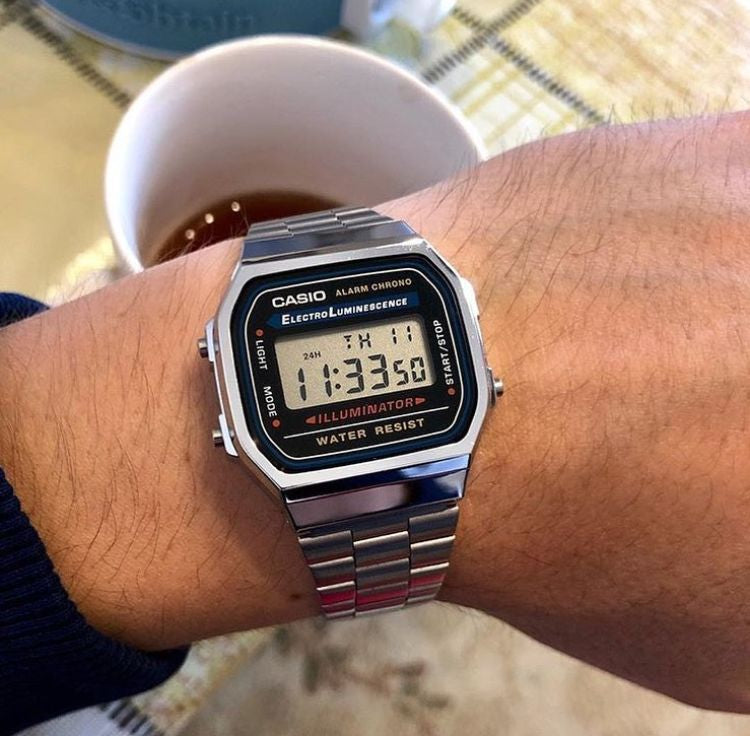 Casio Vintage A168WA-1WDF Silver Stainless Steel Bracelet Dial Men's/Unisex Watch